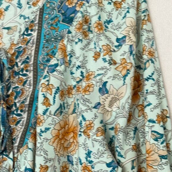 Cottagecore Floral Long Sleeve Lace-Up Blouse Size XL Boho Fall Indie Style - Picture 6 of 14